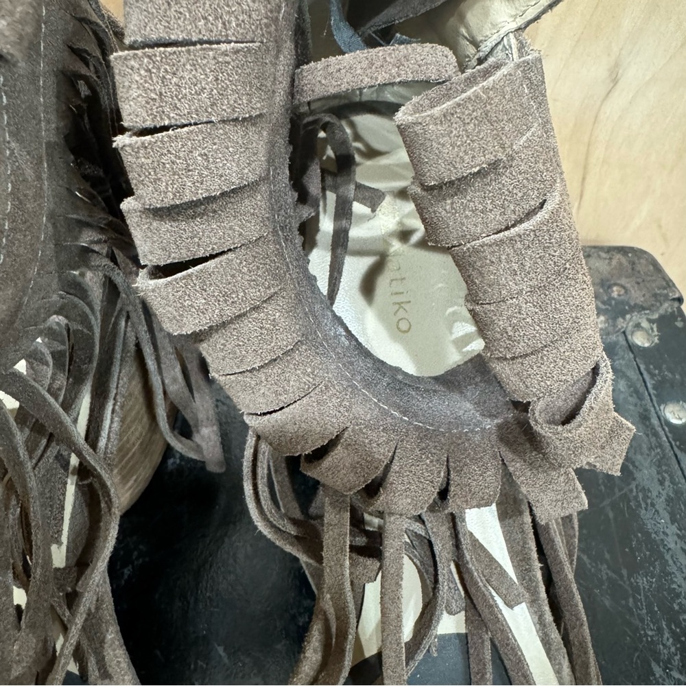 MATIKO SUEDE Morgan FRINGE Sandals HEELS Size 41 Boho - Picture 14 of 16